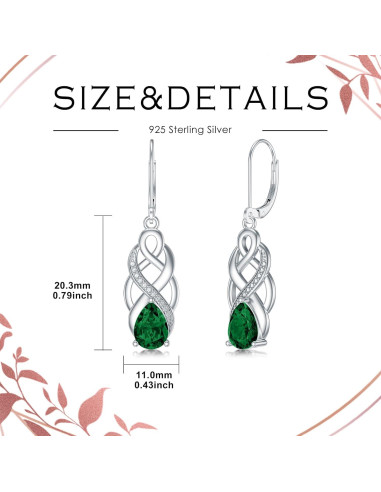 Pendientes de Plata 925 AOBOCO con Nudo Celta y Esmeralda