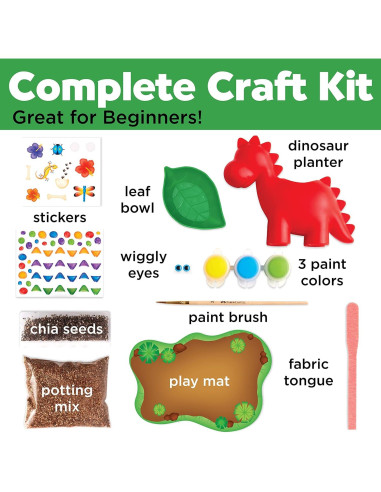 Kit Jardín Dinosaurio Creatividad para Niños Auto-Riego 6-8 Años