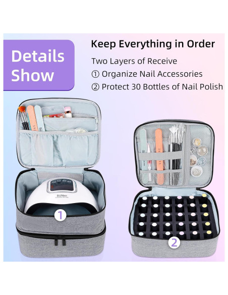 Organizador de Esmalte de Uñas ALSLEA 30 Botellas Gris