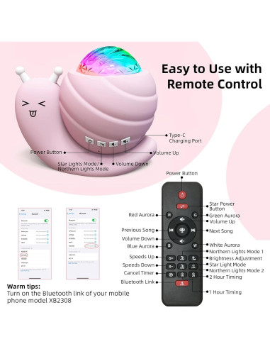 Proyector de Estrellas Mycket Rosa 4 en 1 con Control Remoto