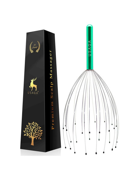 Rascador de Cabeza USAGA 28 Dedos Masajeador Verde