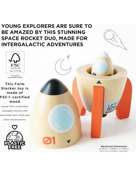 Cohete Espacial de Madera Le Toy Van Duo 16x9.5 cm