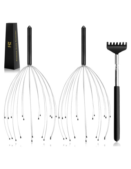 Masajeador de Cabeza TIPKON 20 Dedos Negro 2 Paquete