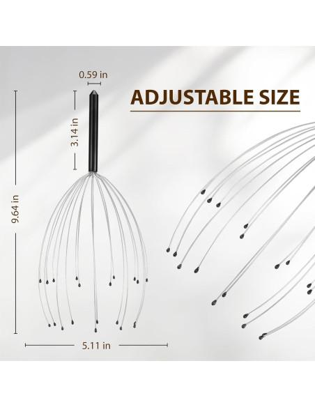 Masajeador de Cabeza TIPKON 20 Dedos Negro 2 Paquete