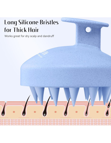 HEETA Cepillo Masaje Cuero Cabelludo Azul Cerdas Suaves
