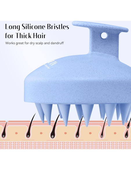 HEETA Cepillo Masaje Cuero Cabelludo Azul Cerdas Suaves