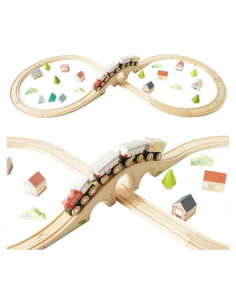 Juego de tren de madera Le Toy Van TV702 con pista en 8