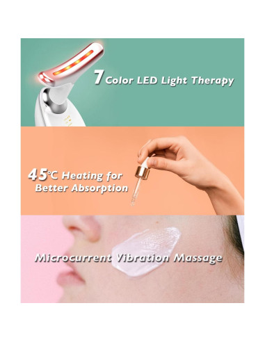 Masajeador Facial LED 7 Colores Blanco - Cuidado Piel