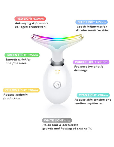 Masajeador Facial LED 7 Colores Blanco - Cuidado Piel