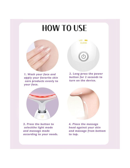 Masajeador Facial LED 7 Colores Blanco - Cuidado Piel