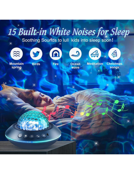 Proyector Galáctico COOLNIGHT con 15 Ruidos Blancos y Bluetooth