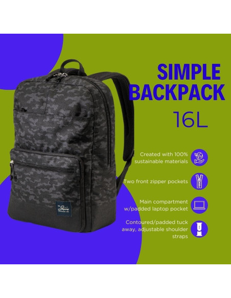 Mochila Simple Skyway 19L Kohala Negro, 100% rPET