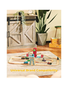 SainSmart Jr. Set de Pista de Tren de Madera 52 Piezas 3+ 2