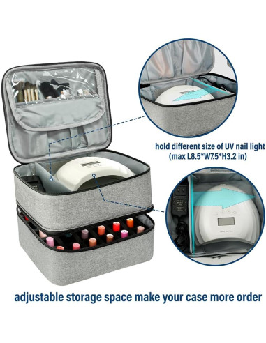 Bolsa Organizadora de Esmalte de Uñas LIVEBAY - 30 Botellas, Gris