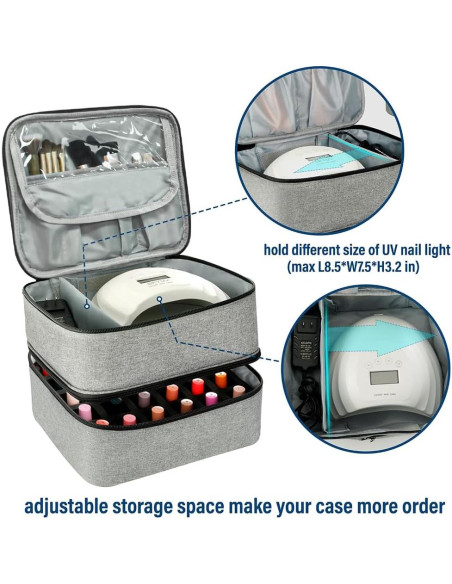 Bolsa Organizadora de Esmalte de Uñas LIVEBAY - 30 Botellas, Gris