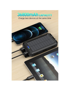 Cargador Portátil Solar Power-Bank 36800mAh Doble USB Rápido 2