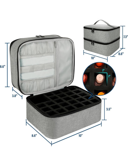 Bolsa Organizadora de Esmalte de Uñas LIVEBAY - 30 Botellas, Gris
