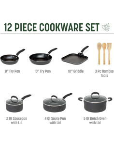 Juego de Ollas y Sartenes Goodful 12 Piezas Antiadherentes 2