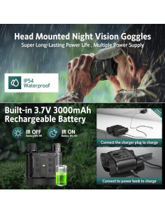 Gafas de Visión Nocturna ArzzuNiu NV8160 400m Manos Libres 2