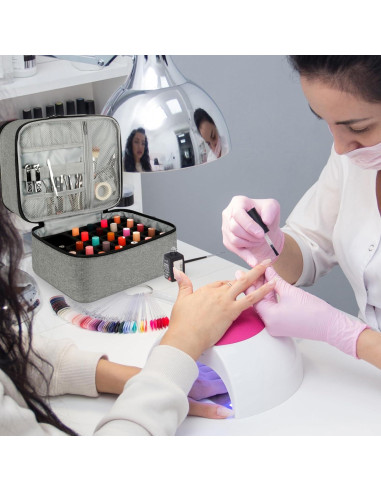 Bolsa Organizadora de Esmalte de Uñas LIVEBAY - 30 Botellas, Gris