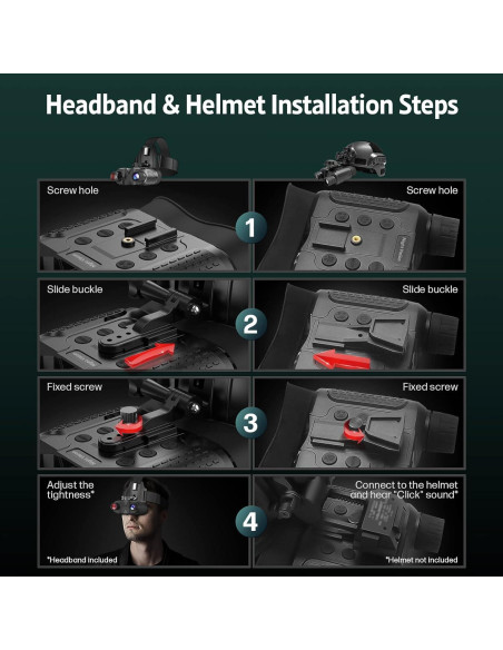 Gafas de Visión Nocturna ArzzuNiu NV8160 400m Manos Libres