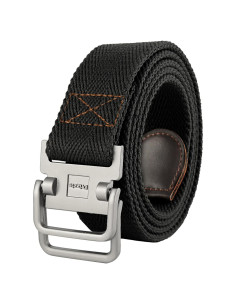 Cinturón de Hombre Talla Grande 95-100 cm Doble Anillo Lona Negro