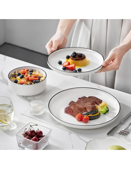 MALACASA Juego de Vajilla 12 Piezas para 4 Personas LUNA