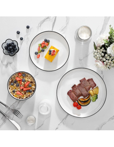 MALACASA Juego de Vajilla 12 Piezas para 4 Personas LUNA