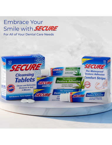 Adhesivo para Dentaduras Secure 4 Pack - Sin Zinc 12 Horas