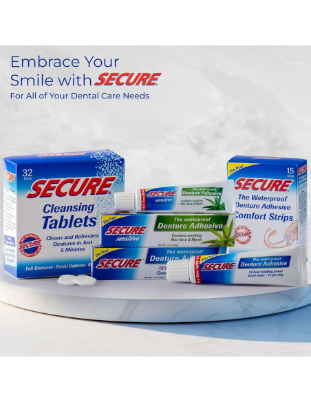 Adhesivo para Dentaduras Secure 4 Pack - Sin Zinc 12 Horas
