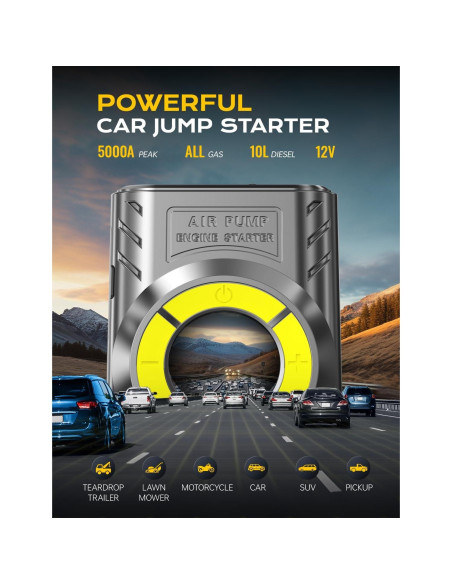 Arrancador de Coche AIPOWAY 6000A con Compresor 12V