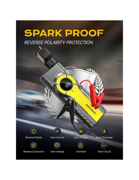 Arrancador de Coche AIPOWAY 6000A con Compresor 12V