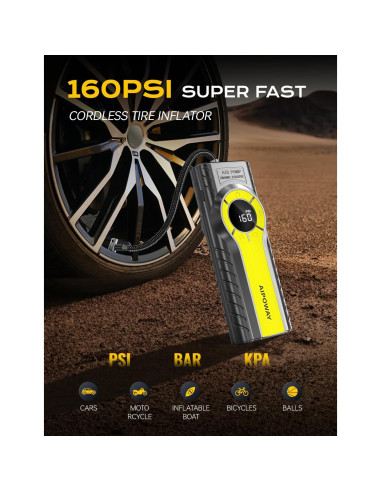 Arrancador de Coche AIPOWAY 6000A con Compresor 12V