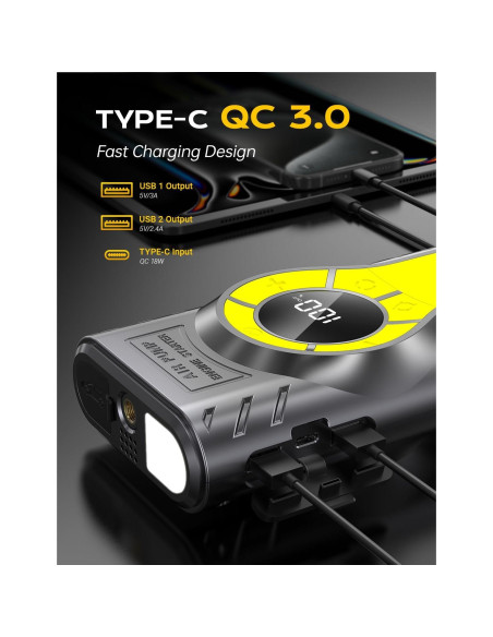 Arrancador de Coche AIPOWAY 6000A con Compresor 12V