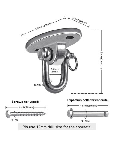 Ganchos de Columpio SELEWARE Acero Inoxidable 180 907kg