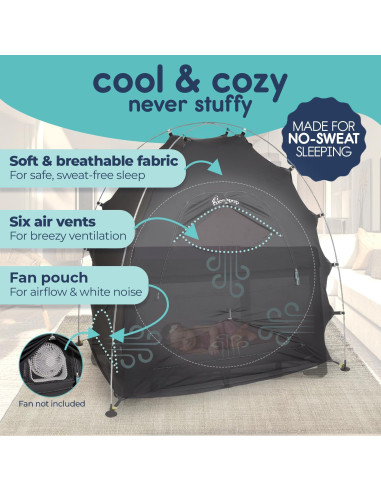 Carpa Blackout hiccapop para Pack and Play - Negro
