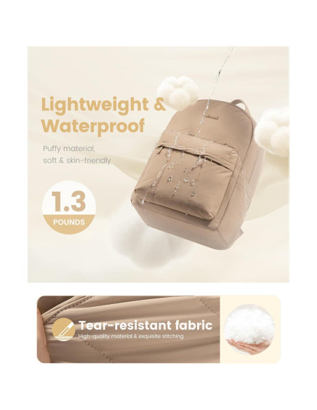 Mochila LOVEVOOK Acolchada 15.6" Caqui para Mujeres