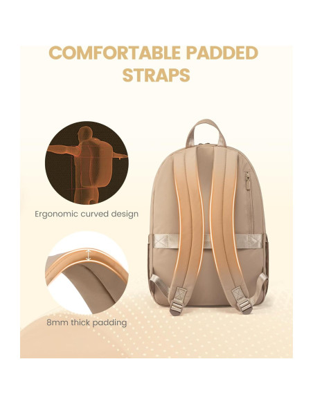 Mochila LOVEVOOK Acolchada 15.6" Caqui para Mujeres