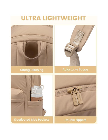 Mochila LOVEVOOK Acolchada 15.6" Caqui para Mujeres