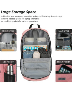 Mochila de Viaje MAXTOP Rosa para Laptop 15.6" USB 2