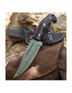 Cuchillo Táctico Poshland TR-042 Acero Damasco Mango Madera