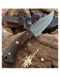 Cuchillo Táctico Poshland TR-042 Acero Damasco Mango Madera 2