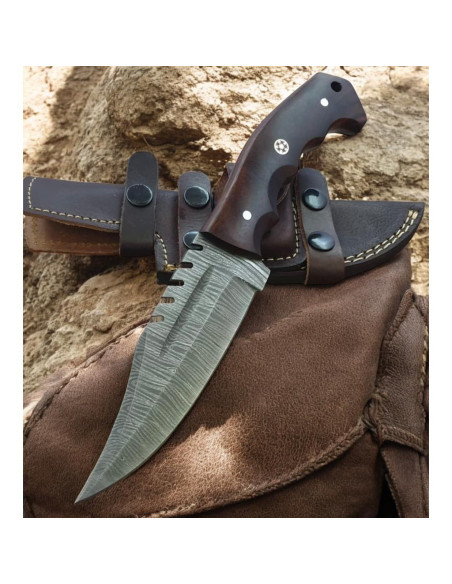 Cuchillo Táctico Poshland TR-042 Acero Damasco Mango Madera