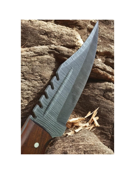 Cuchillo Táctico Poshland TR-042 Acero Damasco Mango Madera