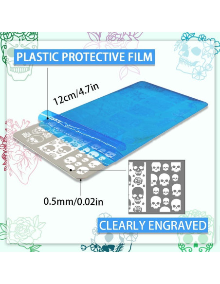 Estampador de Uñas PH PandaHall 3 Placas Calavera 58 Patrones