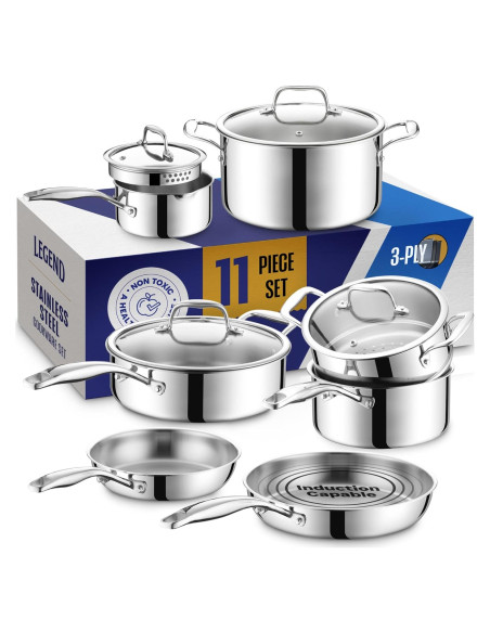 Juego de Ollas y Sartenes Legend 11 Piezas Acero Inoxidable