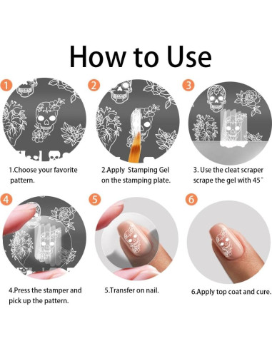 Estampador de Uñas PH PandaHall 3 Placas Calavera 58 Patrones