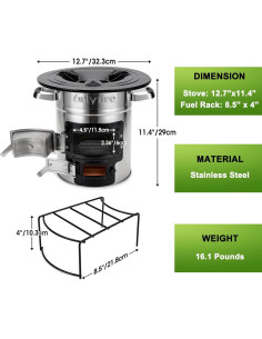 Estufa de Camping Onlyfire de Acero Inoxidable 32.3 cm 2
