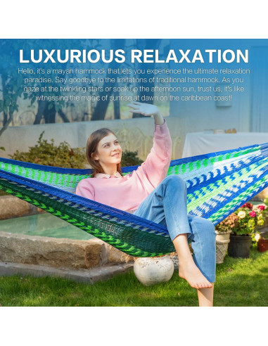 Hamaca Maya PNAEUT XL Tejida a Mano 272 kg para Exterior