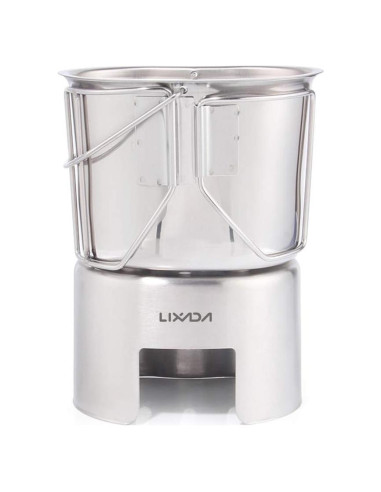 Cacerola Camping Lixada Acero Inoxidable con Estufa Madera